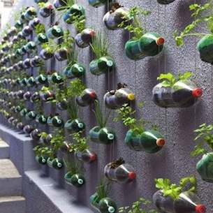 Vertical Recycled Bottle Gardens