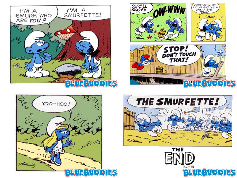 Smurfette
There are rumors that Smurfette was introduced to The Smurfs comic in 1966 to prove that the all-male Smurf village wasn't full of gay inhabitants. But the introduction of Smurfette's story seems more offensive to women than to the gay community.
Smurfette is created as an "evil" character by the wizard Gargamel, as is evidenced by her hideous appearance of brown hair and plain outfit. After she stirs up trouble with the boys, Papa Smurf transforms her into the sweet, blond bombshell we're all familiar with — naturally causing all the male smurfs to chase after her.
