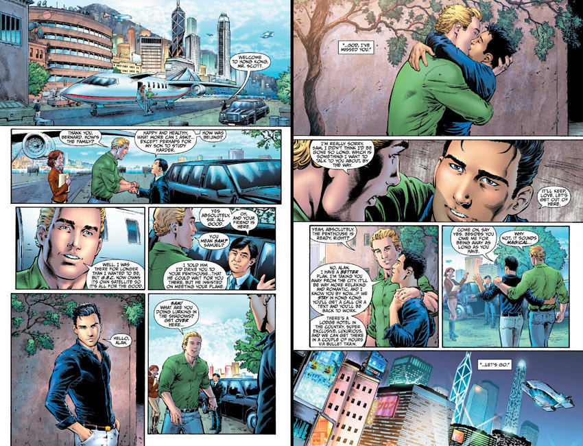 DC Comics' the Green Lantern
Since Alan Scott debuted as the Green Lantern in 1940, he's been straight, even marrying twice and having children with both wives. But DC Comics announced this year that it is reintroducing the Green Lantern as a gay character. This new, younger version of the railway engineer turned crime fighter is now the publisher's most famous and well-known outed superhero. 
Writer James Robinson says this about the reincarnated gay superhero: "Alan's sexuality is just one facet of him, along with his innate goodness, valour, charisma, and skill at leadership."
Source: DC Comics
