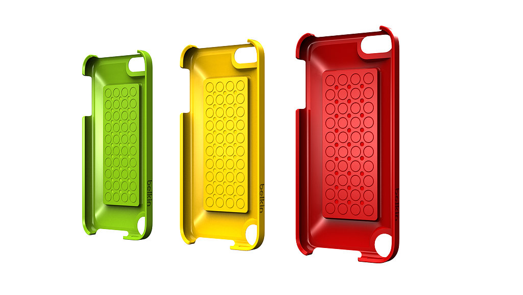 The iPod Touch can easily be snapped into the Belkin/Lego case.
