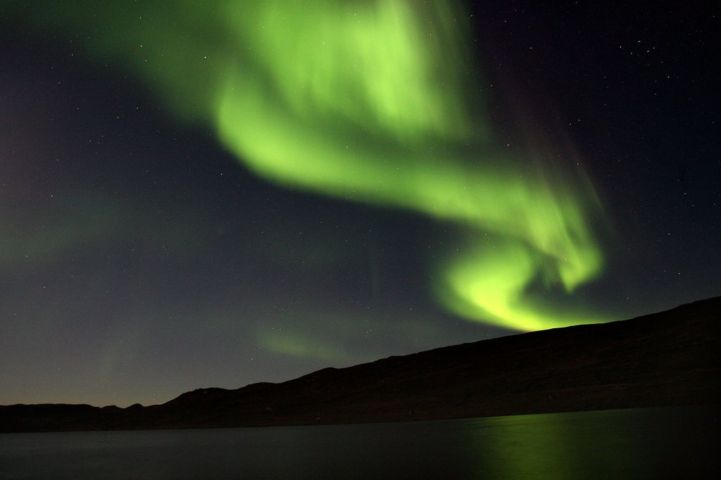 The northern lights brightened the Greenland sky in August 2007.
