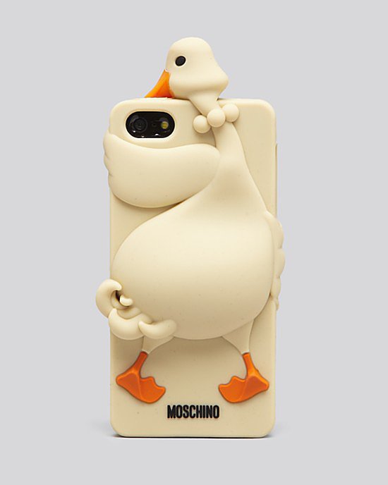 Oh, that? It's just an affectionate goose pretending to be a Moschino iPhone 5 case ($85). 
