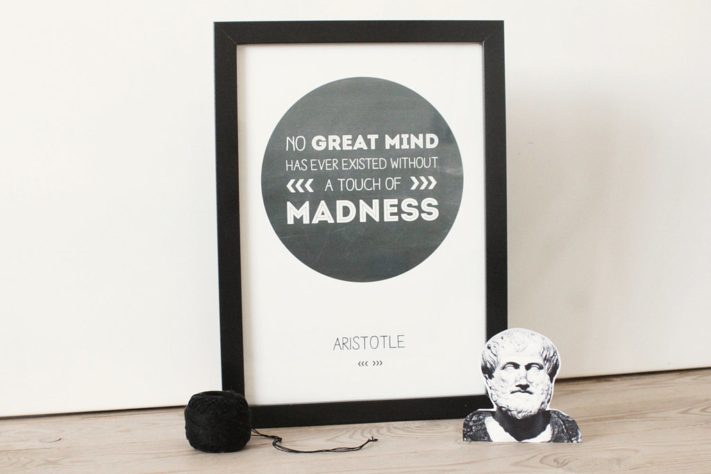 No great mind has ever existed without a touch of madness ($31) 
