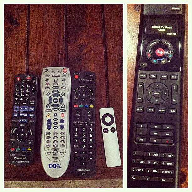 Toss all those other remotes aside and get yourself a new universal remote. 
Source: Instagram user sayjanna 
