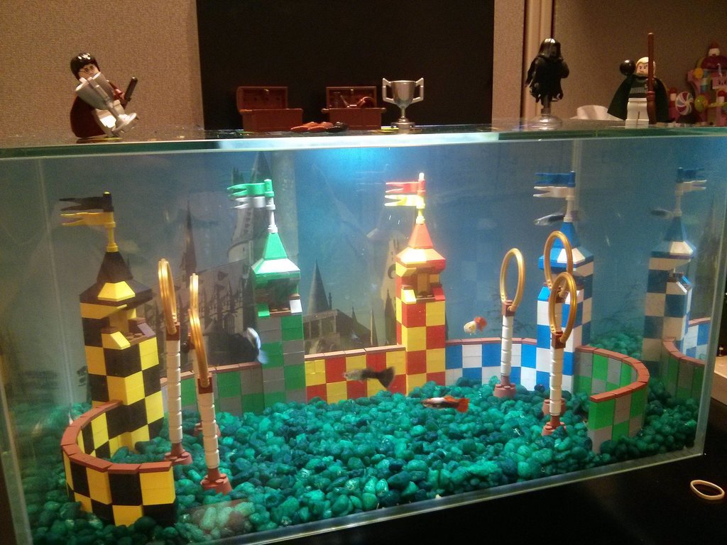 "My Lego Quidditch Aquarium at my Office."
Source: Reddit user kst8er via Imgur
