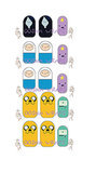 Finn, Jake, BMO, and the gang are all present in the Adventure Time Nail Wrap ($6 for 15).
