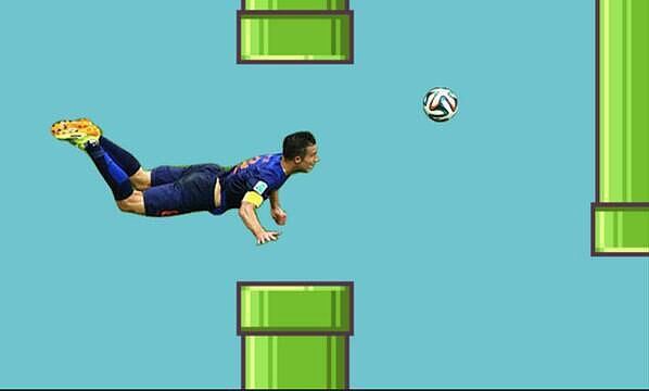 Hey look, Robin van Persie (aka the Flying Dutchman) meets Flappy Bird. 
Source: Twitter user doglab
