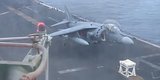 Fighter Jet's Landing Gear Fails, So Pilot Lands Vertically On A Stool, On A Boat