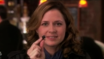 Jim and Pam From The Office Use The World's Tiniest Bluetooth Earpiece